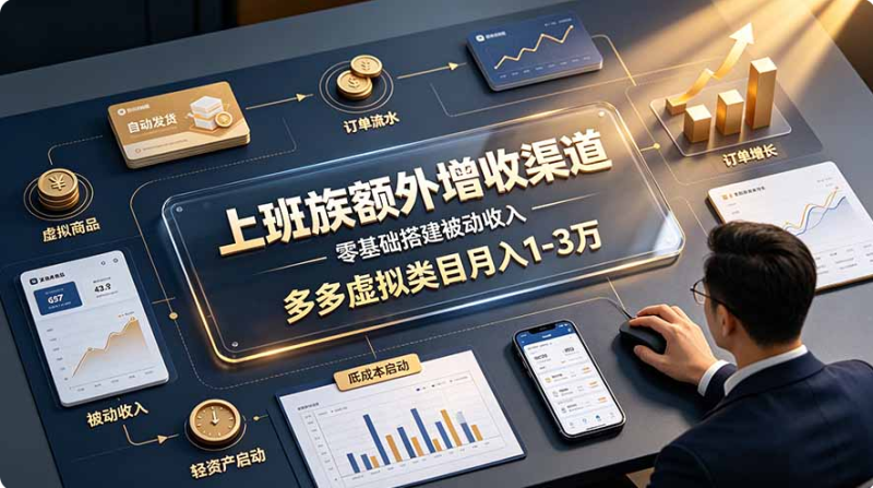 上班族额外增收渠道,零基础搭建被动收入,多多虚拟类目月入 1-3 万-双壹文化