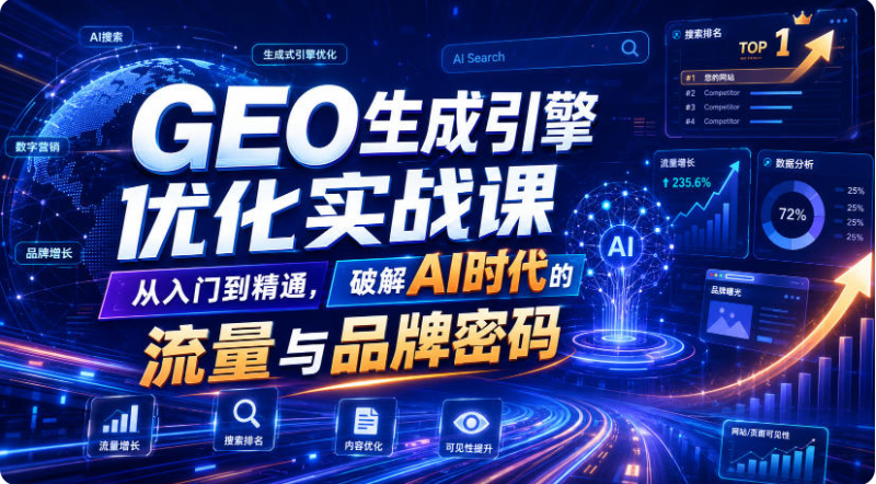 GEO生成引擎优化实战课,从入门到精通,破解AI时代的流量与品牌密码-双壹文化