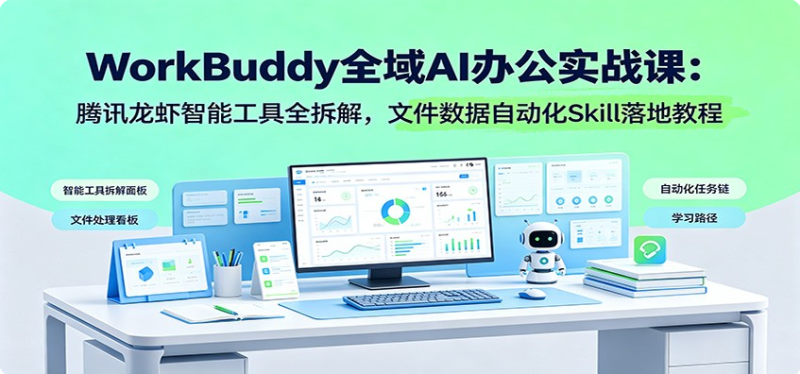 WorkBuddy全域AI办公实战课:腾讯龙虾智能工具全拆解,文件数据自动化Skill落地教程-双壹文化