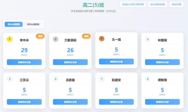 班级学生平时表现记录 积分抽奖系统源码 全开源-双壹文化