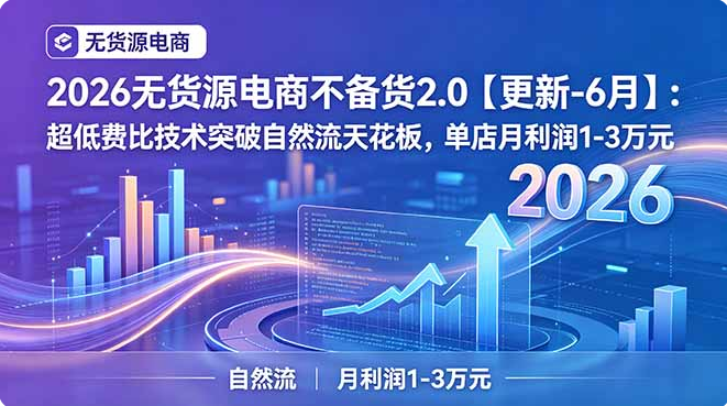 2026无货源电商不备货2.0【更新-7月】：超低费比技术突破自然流天花板，单店月利润1-3万元-双壹文化